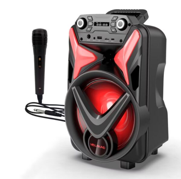 Caixa Som Bateria 340W Rms Bluetooth Microfone Portátil Fm Usb V8 Power Bivolt VibeSound Vs002 - Imagem 2