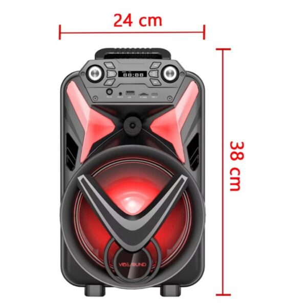 Caixa Som Bateria 340W Rms Bluetooth Microfone Portátil Fm Usb V8 Power Bivolt VibeSound Vs002